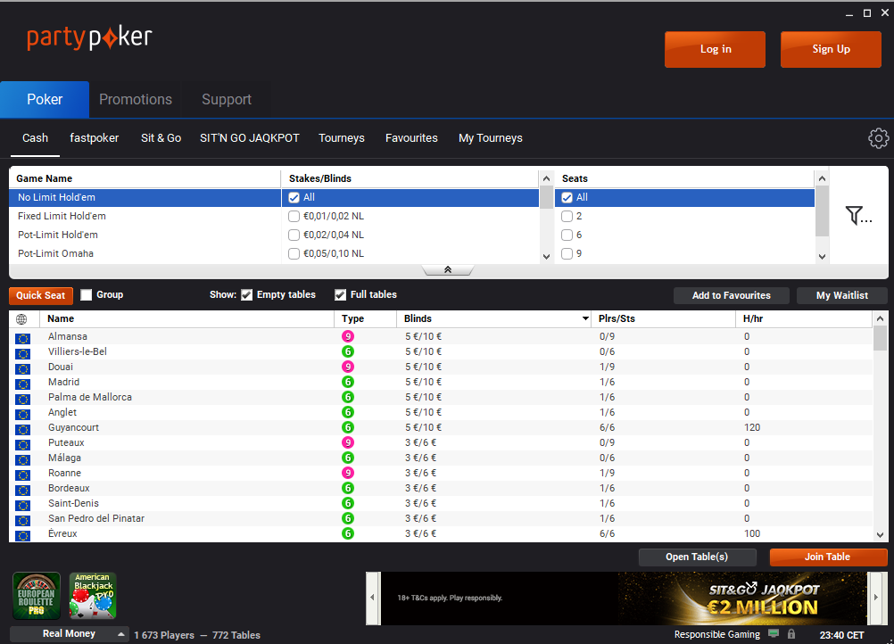 PartyPoker.es lobby