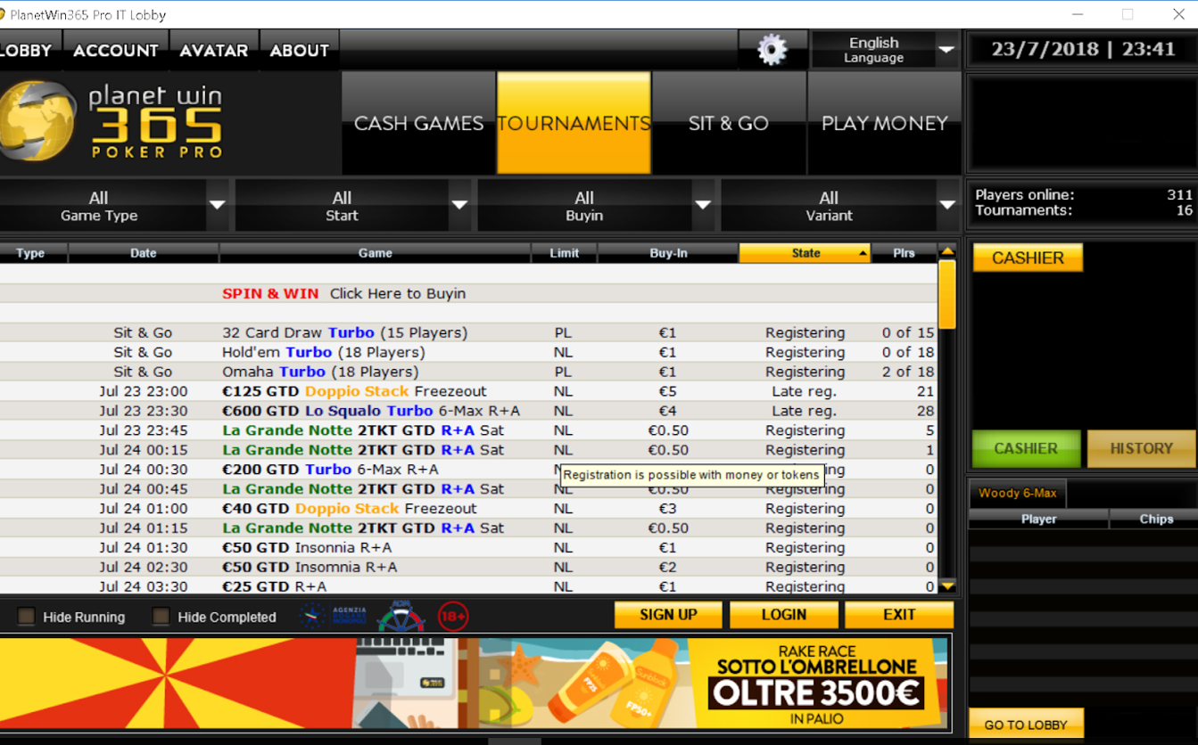 PlanetWin365.it lobby