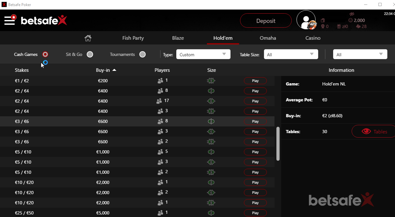Betsafe lobby