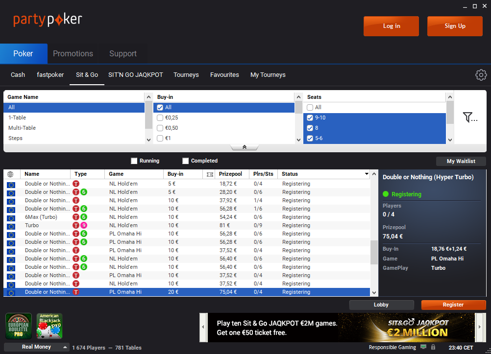 PartyPoker.fr lobby