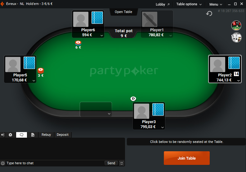 PartyPoker.fr table