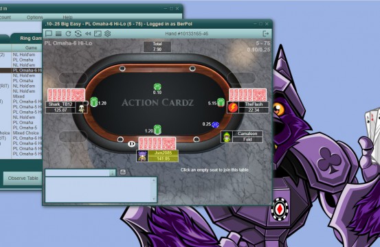 Action Cardz Poker table view