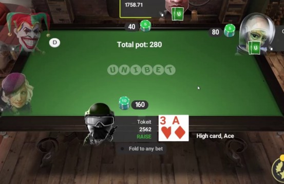 Unibet Poker Room table view