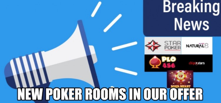 New poker rooms like Chipstars Poker, Maya Heart Poker, PLO456 Poker, or Starpoker in our October offer image